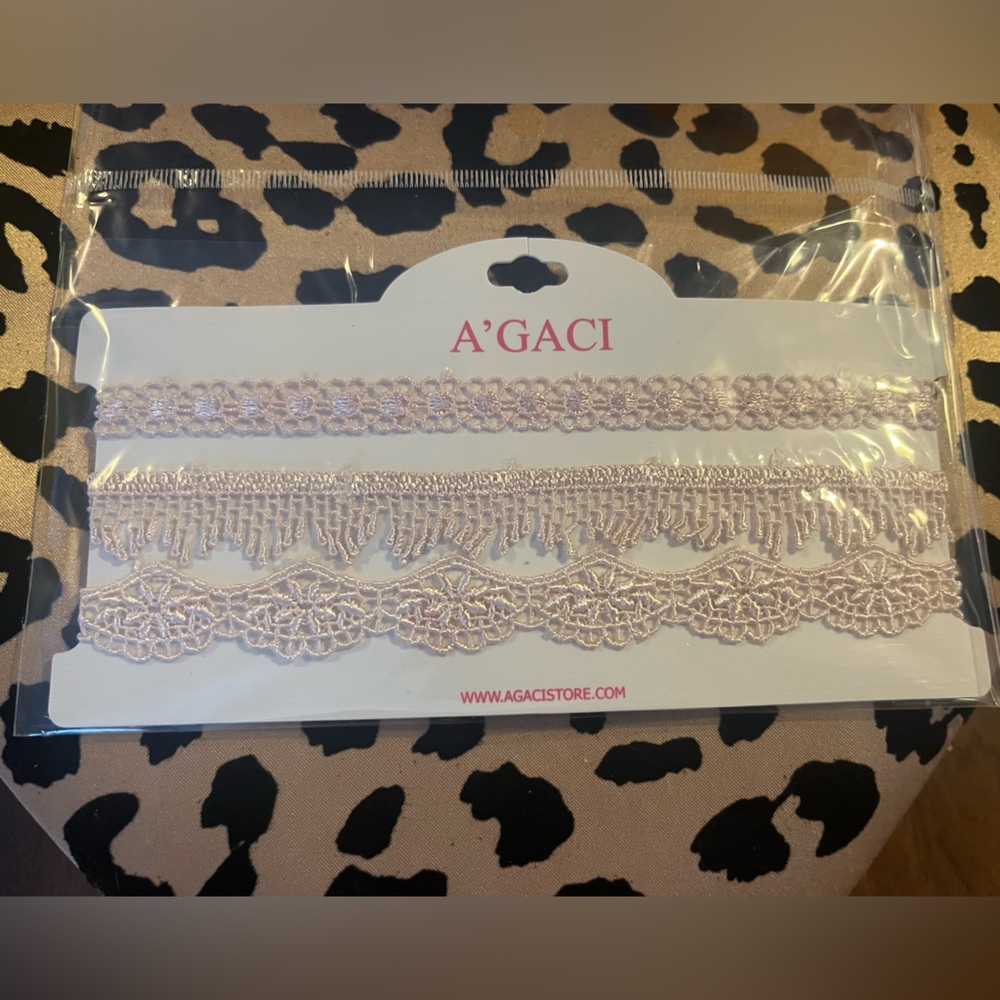 A'GACI Delicate Pink Lace Choker Necklace Pack Of Three